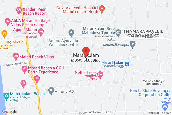 R13 MRRI Premium garden view room location  Beach Rd Mararikulam Mannanchery Grama Panchayath