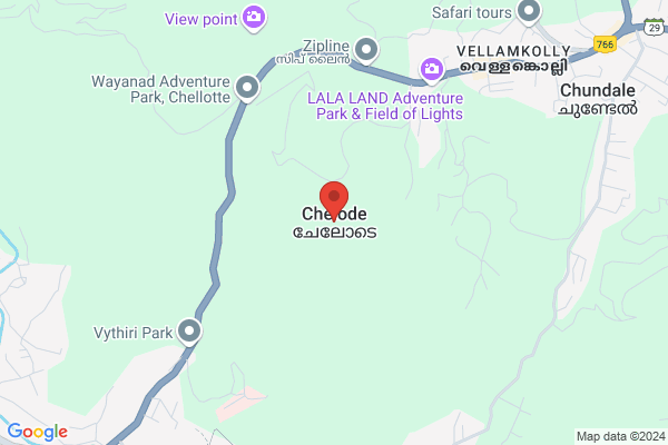 R69W STH ARS  TRANQUIL COTTAGE location  Chelode Wayanad KL