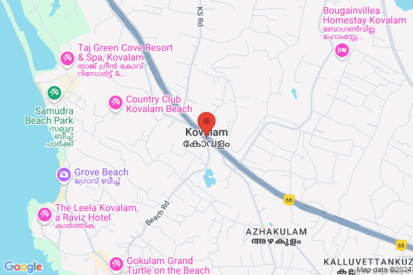 R6KVLM BL GOC WOODEN COTTAGE location  Kovalam Thiruvananthapuram KL