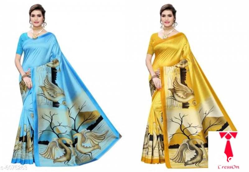printed art silk saree