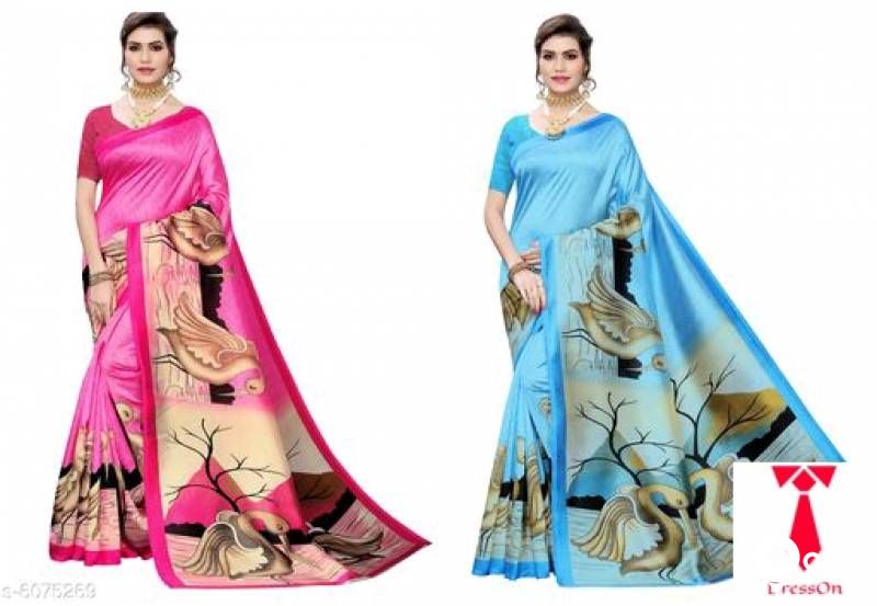 printed art silk saree