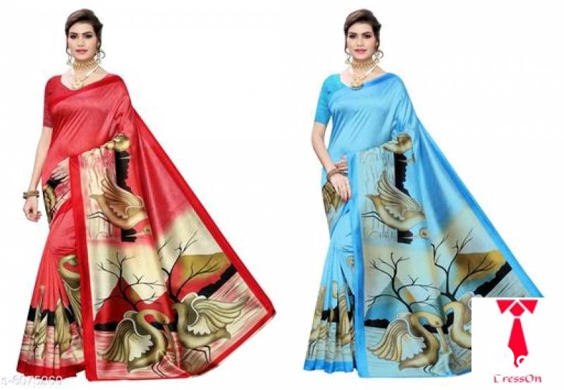 printed art silk saree