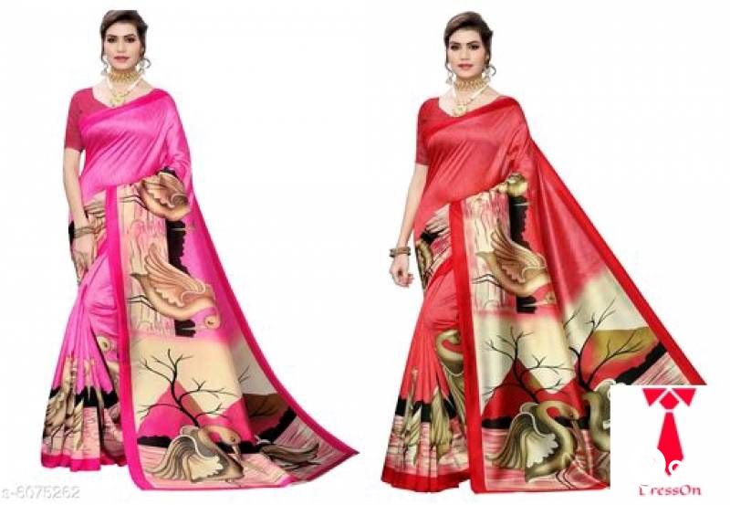 printed art silk saree