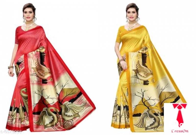 printed art silk saree