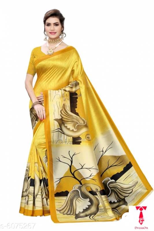 printed art silk saree