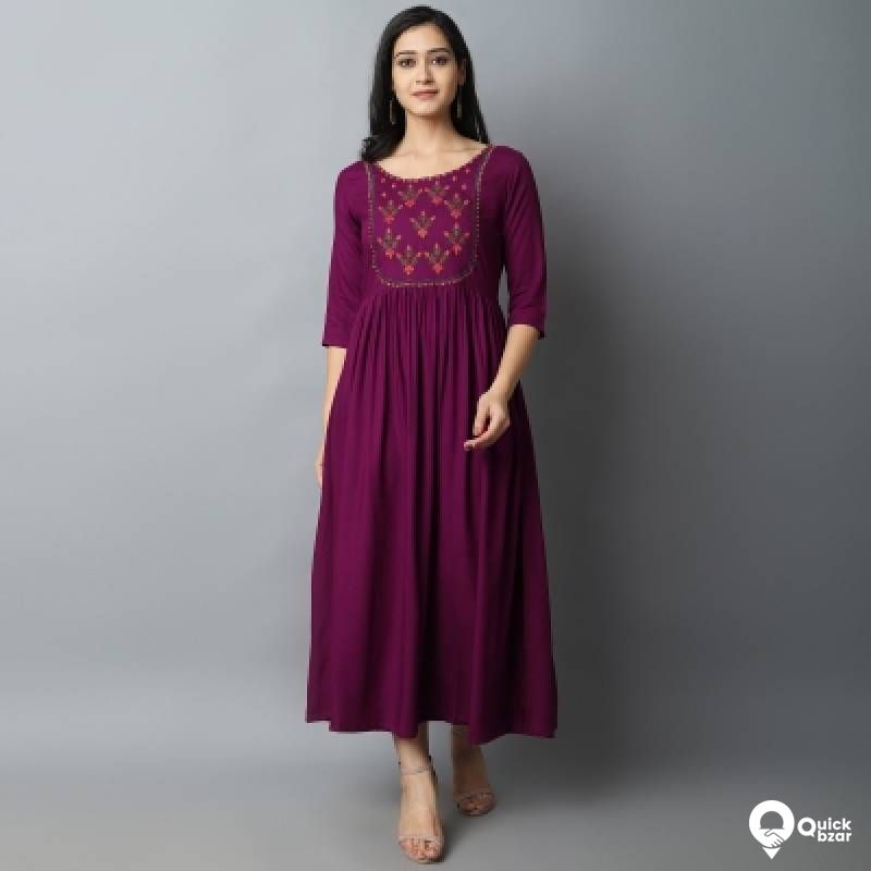 Women Embroidered A-line Kurta