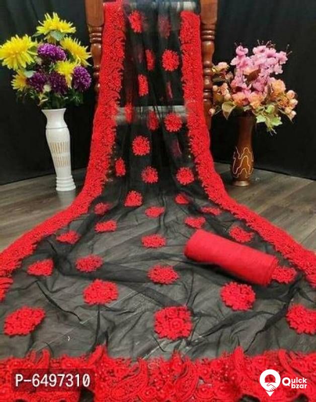 Net Embroidered Work  Saree
