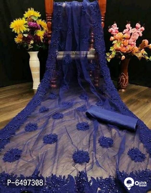 Net Embroidered Work  Saree