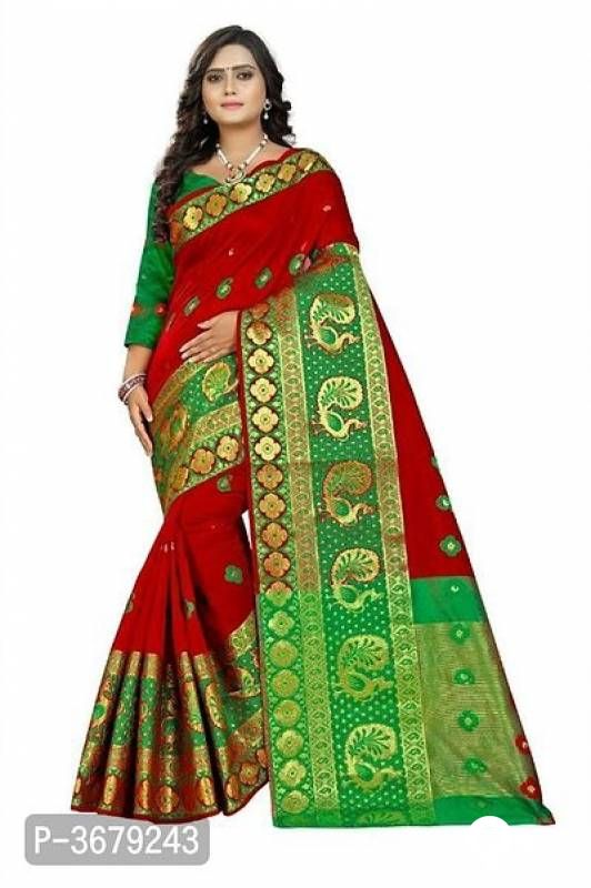 Peacock Border Cotton Silk Woven Design Sarees