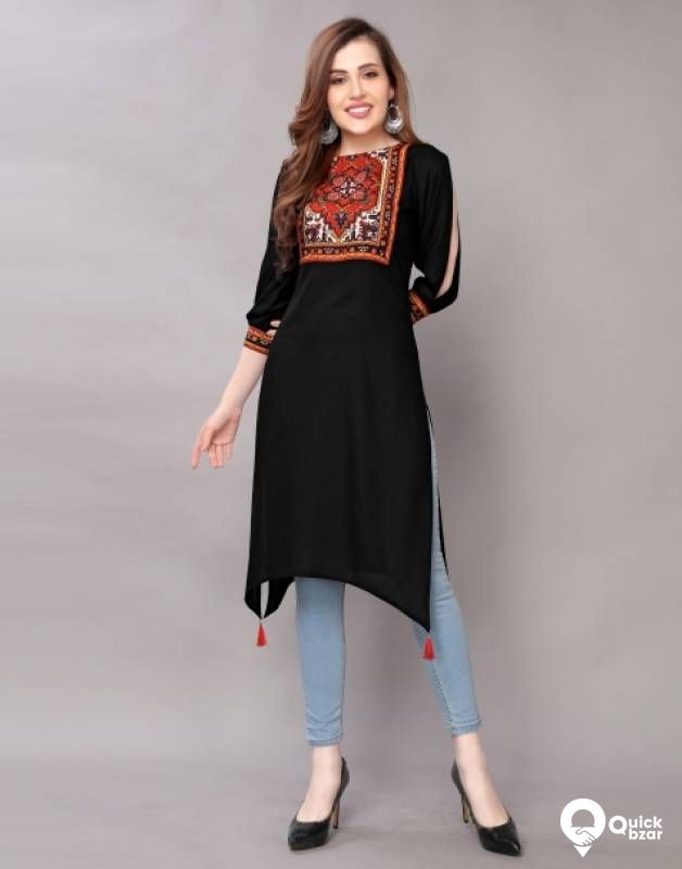 SAARA Women Block Print, Geometric Print, Printed, Embellished Trail C