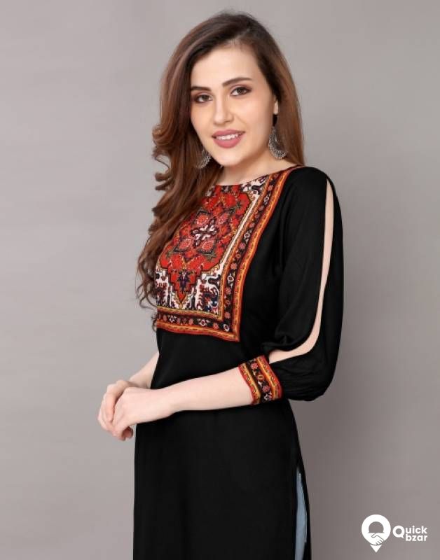 SAARA Women Block Print, Geometric Print, Printed, Embellished Trail C