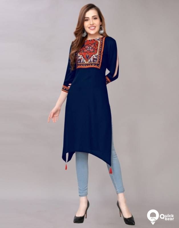 SAARA Women Block Print, Geometric Print, Printed, Embellished Trail C