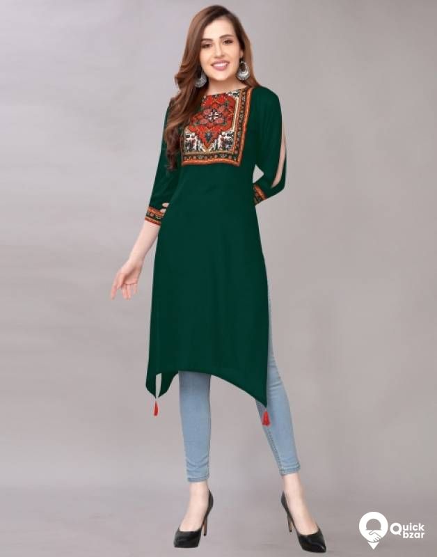 SAARA Women Block Print, Geometric Print, Printed, Embellished Trail C