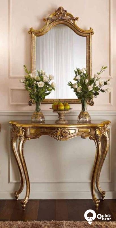 Wooden Table and Mirror