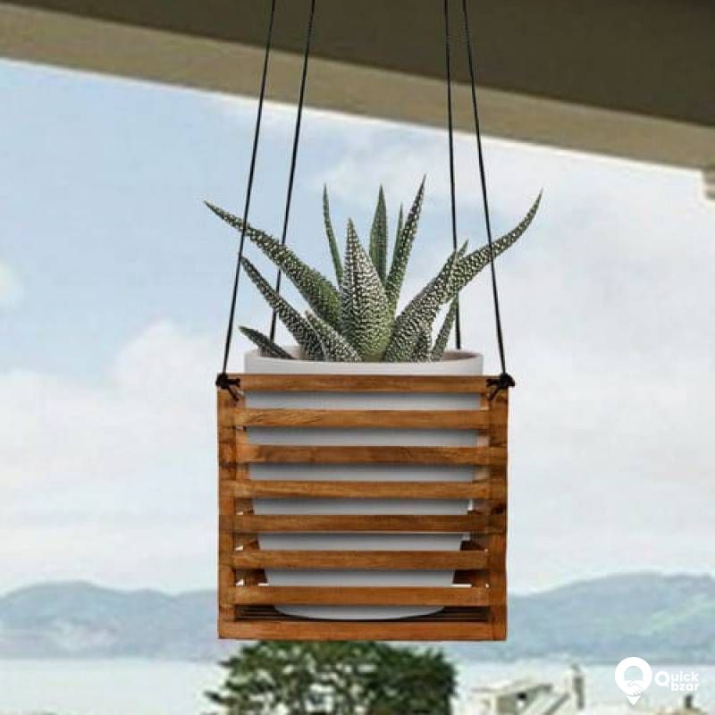 wooden hanging pots