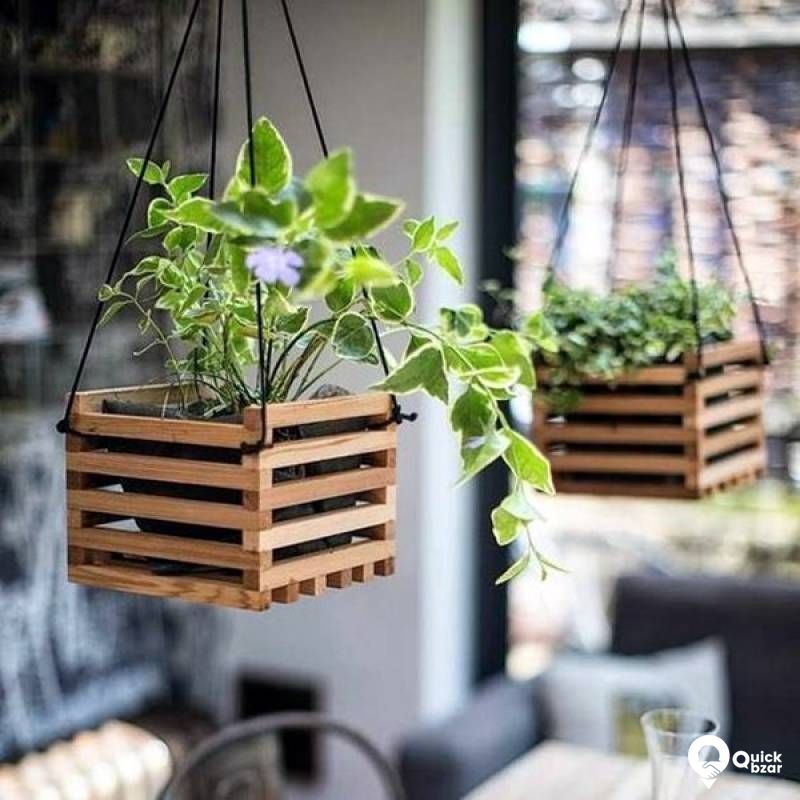 wooden hanging pots
