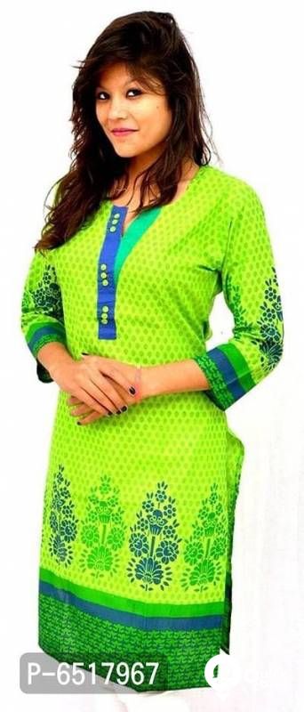 Elegant Cotton Printed Straight Kurti