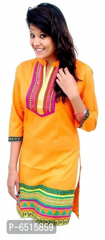 Elegant Cotton Printed Straight Kurti