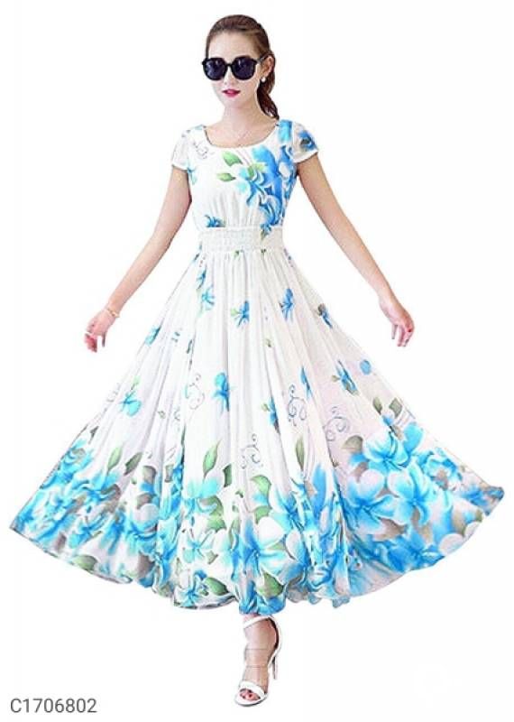 Aura Digital print Georgette Floor Length Kurti
