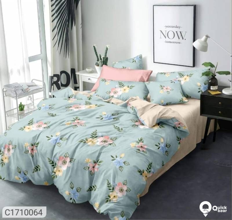Glace Cotton Printed Double Bed Bedsheets
